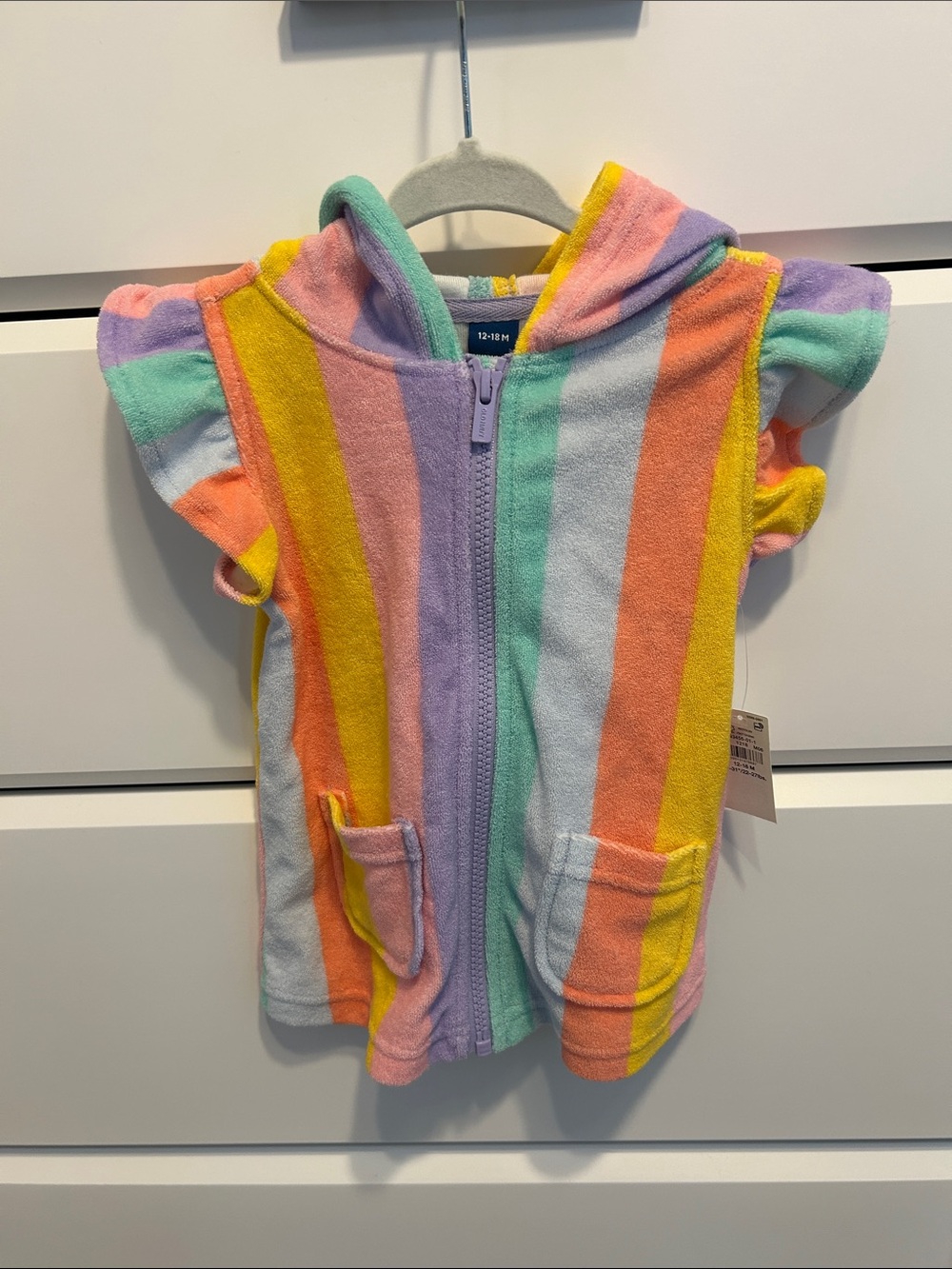Old Navy Multicolor Rainbow Terry Zip-Up Hooded Coverup